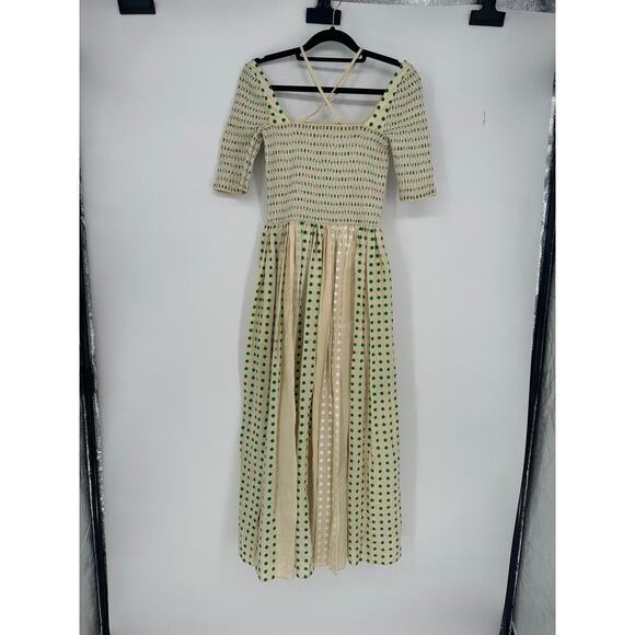 Tory Burch Printed Polka Dot Silk Smocked Dress - Picture 8 of 11